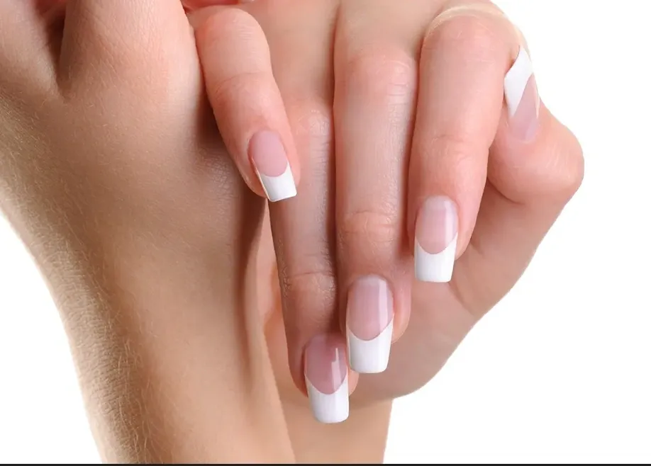 Classic French manicure with white tips